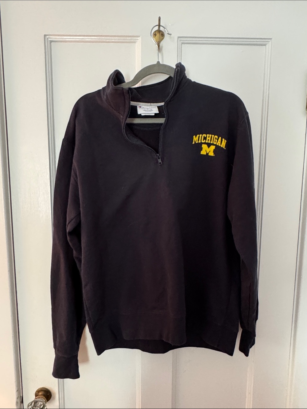 Michigan Quarter-Zip Sweatshirt in Black with Yellow Logo